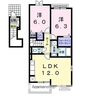 ニューサニー薬師B【2階】の間取り