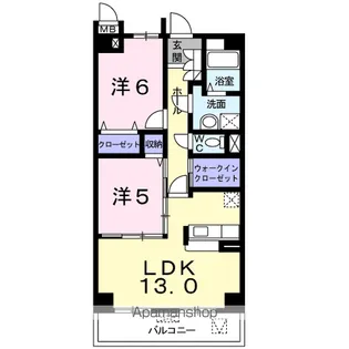 グリシーヌ・ボワ【1階】の間取り