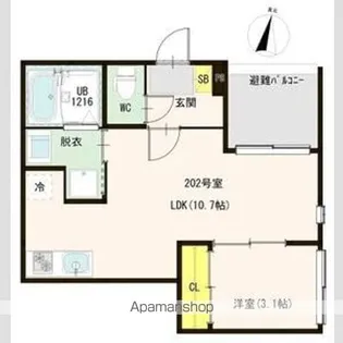 コロンヤマシナ【202号室】の間取り