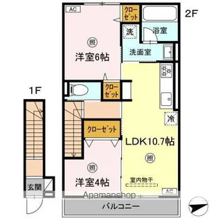 ラクードシャD【2階】の間取り