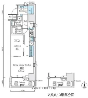 プライマル上野・稲荷町【6階】の間取り
