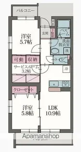 2LDKの間取り画像