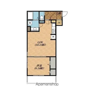 LA VILLA五個荘A棟【303号室】の間取り