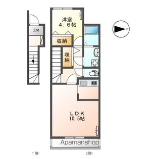 フォレスト鹿妻【203号室】の間取り