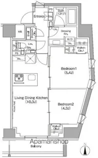 ザ・パークハビオ三軒茶屋【5階】の間取り