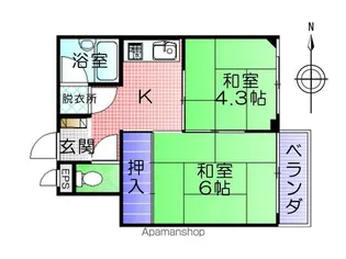 コーポ津久井【201号室】の間取り