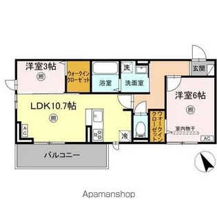 トリシア野多目Ⅱ【3階】の間取り