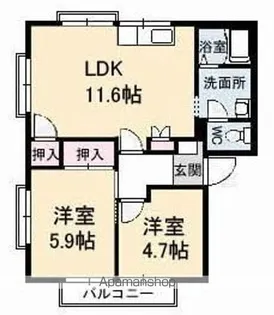 フレグランス南松永B棟【1階】の間取り