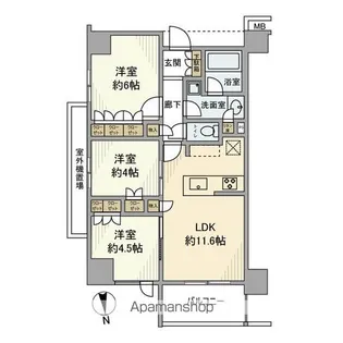 オープンレジデンシア横浜鶴見【2階】の間取り