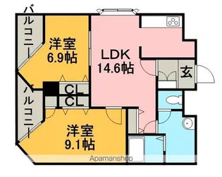 宮ヶ丘レジデンス神宮前【2階】の間取り