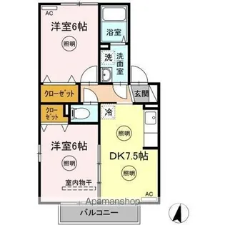 ビーンズヒル【C202号室】の間取り