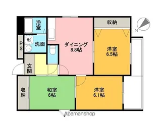 グランドハイムしひぐち【401号室】の間取り