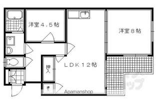 ベルメゾン一条【203号室】の間取り