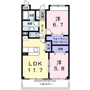 メイユール・A【203号室】の間取り