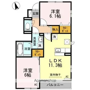 アークタウン三ツ藤B棟【1階】の間取り