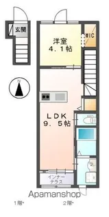 ユニヴァリィⅡ東吉野B【2階】の間取り