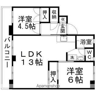 2LDKの間取り画像