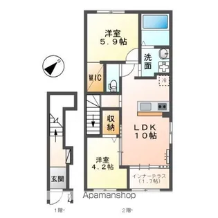 仮)取手市上高井379アパート【2階】の間取り