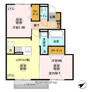 フォレストメゾン深芝【1階】の間取り