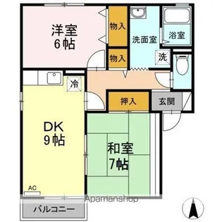 サンライズ夜市A棟B棟 B棟【B205号室】の間取り