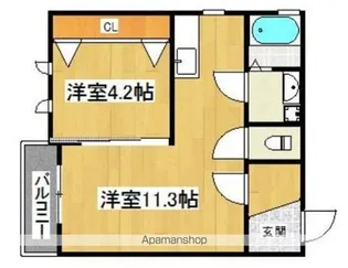 プレミアージュ野芥【202号室】の間取り