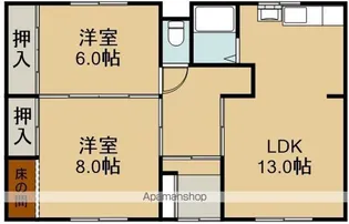 三浦アパート【1F奥号室】の間取り
