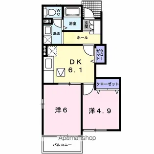 レジデンス四季A【1階】の間取り
