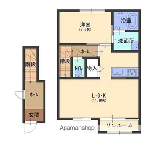 ドルチェB棟【202号室】の間取り