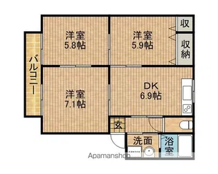 フレンドリー仲田ⅡB【2階】の間取り