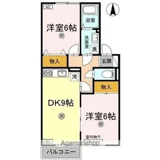 セジュール荒谷川Ⅱ【102号室】の間取り