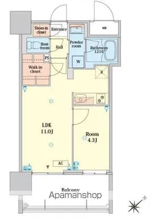 RJRプレシア大橋駅前【1107号室】の間取り