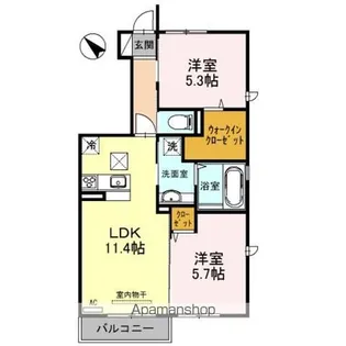 滋賀県栗東市川辺【アパート】の間取り