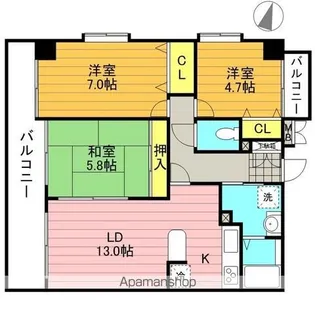 ラ・ヴィラヴェルデ平塚【9階】の間取り