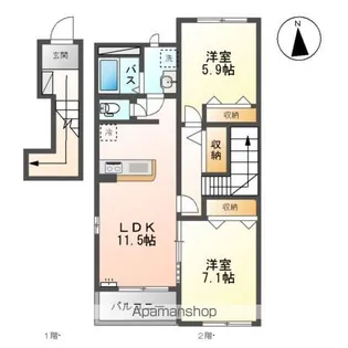 ラコルタ【203号室】の間取り