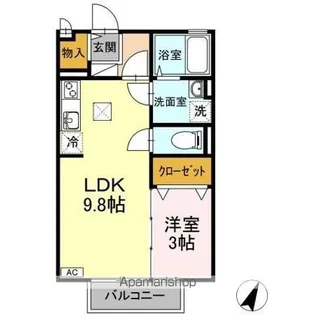 パーチュ オーラ A棟【1階】の間取り