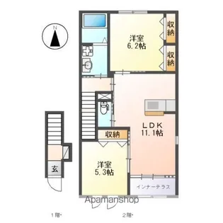 ユニバーサルテラスY【206号室】の間取り