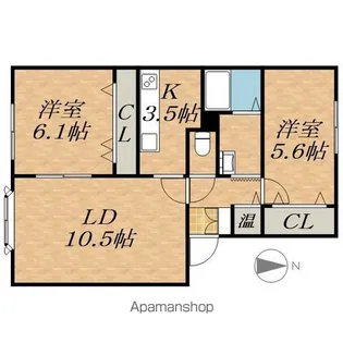 ヴィラ円山1【2階】の間取り