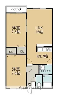 2LDKの間取り画像