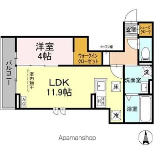 ブリリアン庄内【1階】の間取り