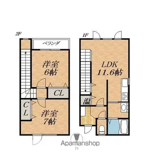 北海道中川郡幕別町札内文京町【テラスハウス】の間取り