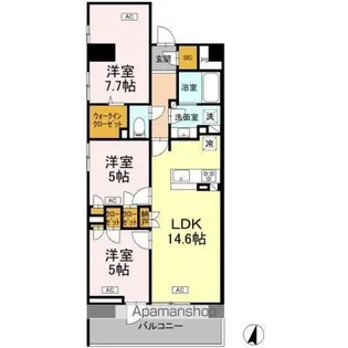 ロイヤルパークス仙台青葉通【411号室】の間取り