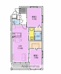 2LDKの間取り画像