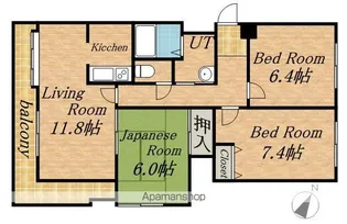 アルファスクエア円山【7階】の間取り