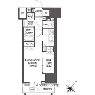 レフィールオーブ代々木【12階】の間取り