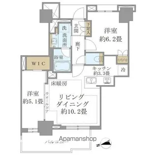 BRILLIA TOWER 聖蹟桜ヶ丘 BLOOMING RES【7階】の間取り