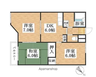 サンリバー【2B号室】の間取り