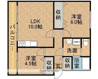 イーストパレス南新屋【3階】の間取り