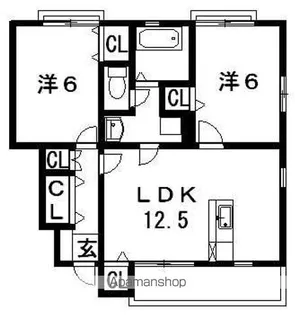 ドエル四季弐番館【1階】の間取り