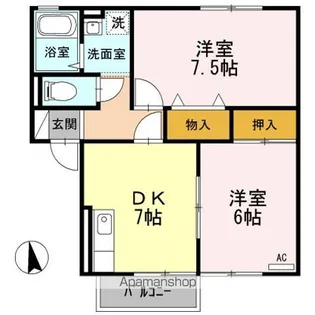 ボナールハイツ AB【1階】の間取り