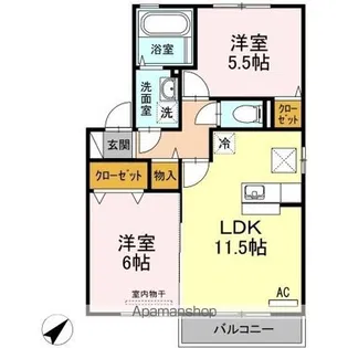 アンソレイエ 松家【1階】の間取り